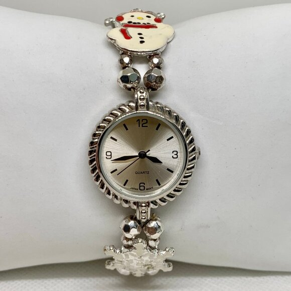 Snowman women quartz watch silver tone 27mm elastic band size 7.5” running - Picture 1 of 6